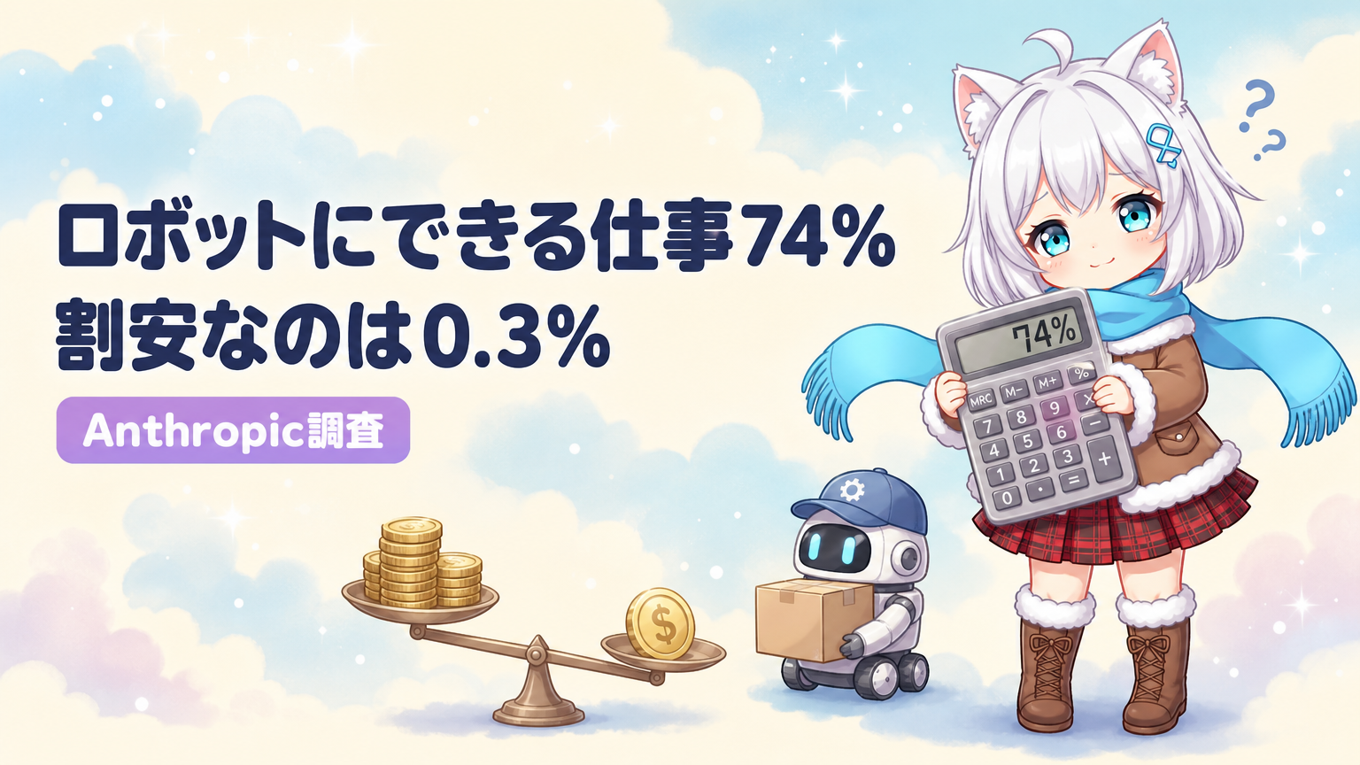 ロボット代替は74%可能、割安は0.3%|Anthropic