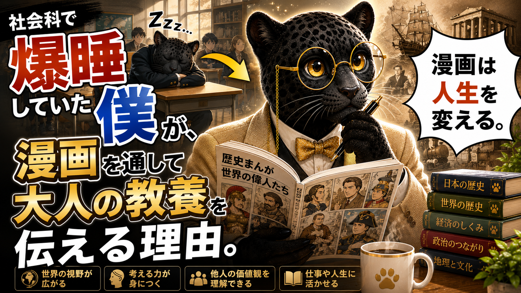 「社会科で爆睡していた僕」が、漫画を通して大人の教養を伝える理由。